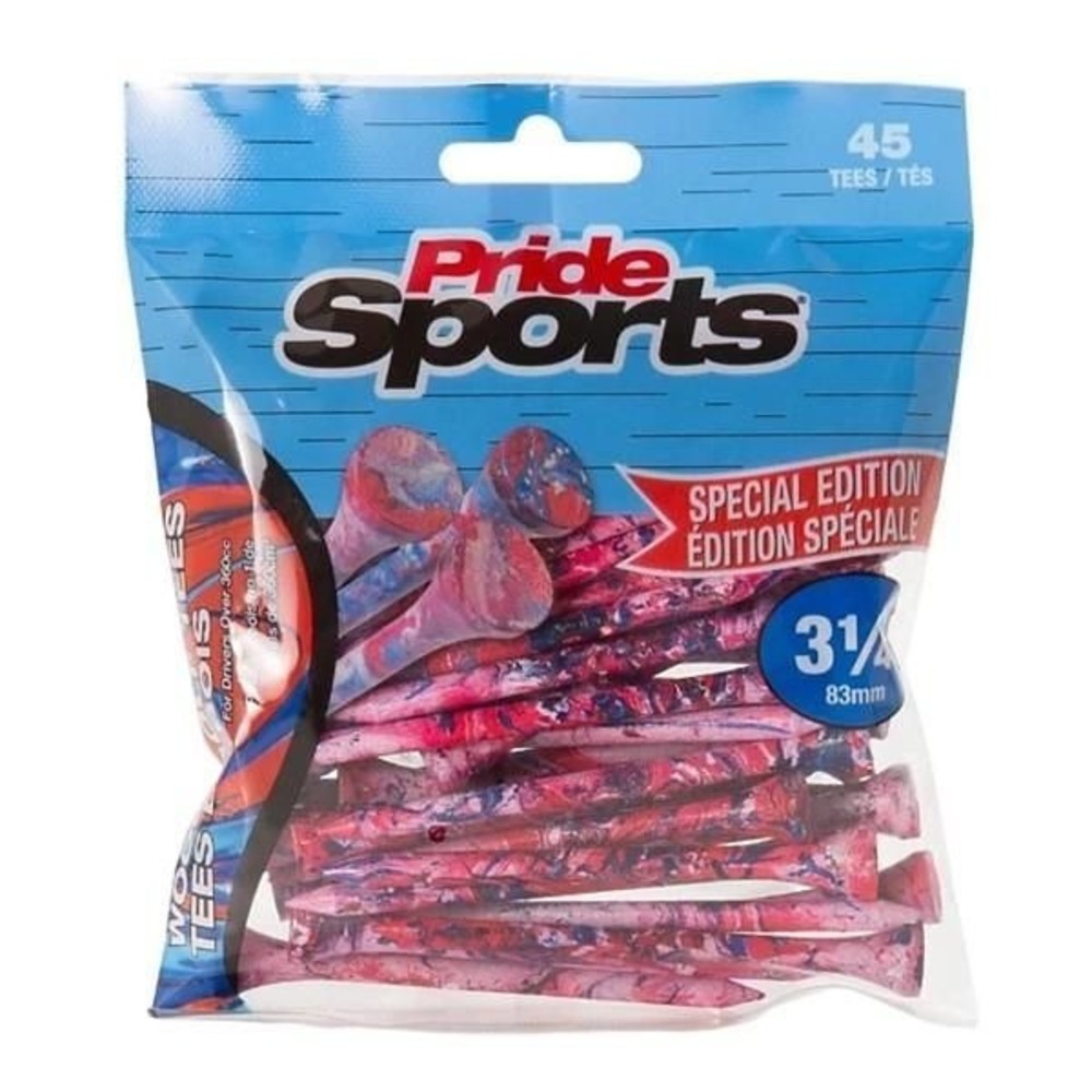 PrideSports 3-1/4" Special Edition Wood Golf Tee - 45pk Red/Blue